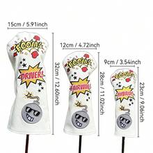 1pc Premium Golf Club Headcovers - Creative Boom Design For Driver, Fairway Wood, And Hybrid - Protect Your Clubs And Add Style To Your Game - White - View 10