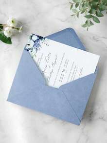 20pcs/50pcs - Fashionable High-End Fog Blue Flap Envelopes, Blank Envelopes, Suitable For Party, Wedding, Thank You Letter, Invitation, Birthday Greeting, Father's Day, Teacher's Day, Independence Day Occasions. - Foggy Blue Blank Envelope - View 2