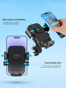 Shock-Absorbing Bicycle Phone Mount With Soft Grip Anti-Slip, Motorcycle Mount, Suitable For Outdoor Cycling, Ergonomic Bicycle Phone Holder, Can Secure Smartphone, Suitable For Daily Commute, Stable Road Bike/Mountain Bike/Scooter Phone Riding Accessory, Suitable For Motorcycle - Multicolor - View 7