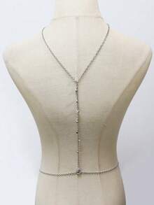 Sexy Bridal Women's Back Chain Fashion Jewelry Pendant Tassel Water Drop Waist Accessory Necklace - Silver - View 2