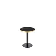 Modern Round Side Table With A Gold Stainless Steel Frame And Marble-Look Top For The Living Room, Luxury Side Table With A Sturdy Base. - 黑色+MDF+金屬 - 查看 6