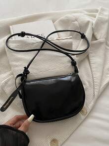 2026 New Small Square Bag For Women, Solid Color Textured Shoulder Bag, Light Luxury French Style Minimalist Crossbody Bag - Black - View 8