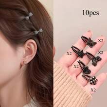 Juego de 10/5/2 piezas de pequeños clips de pico de pato con lazo de strass, horquillas de strass de alta gama, mini clips para flequillo, accesorios para el cabello - Multicolor - Ver 13