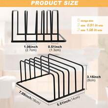 1pc Black Metal Cutting Board Storage Rack, 5-Slot Cutting Board With 3 Slots (0.51") & 2 Slots (1.06") Wide, Countertop & Cabinet Kitchen Storage Stand, Dishwasher- Cookware Holder For Home Kitchen Use - 7.09" X 5.51" X 3.15" - Multicolor - View 3