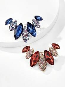 1pc Luxury Blue Purple Crystal Rhinestone Anti-Exposure Brooch, Women's Shirt Collar Fastener, Dress Suit Cardigan Decorative Pin, Suitable For Commuting, Banquet, Wedding And Daily Wear - Multicolor - View 7