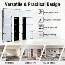 16-Cube Modular Storage Unit With 16 Doors & Dual Hanging Rods – Portable Wardrobe Closet For Clothes, Towels, Books, And Small Household Items – Stackable 4*4 Tier Organizer With Sturdy Frame And Smooth-Glide Doors - Black - View 6