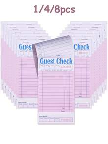 1/4/8 Pack Pink Customer Check Bill Book, Suitable For Waiters/Waitresses, Server Notepad, Restaurant Billing Paper, 50 Sheets Per Pack, 200 Sheets Total,Horizontal/Vertical Layout For Time Tracking, Accounting, Inventory Management Activity Planning - Multicolor - View 7