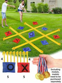Extra Large Outdoor Tic Tac Toe Game, Suitable For Adults And Families, Portable Bean Bag Toss Game Set, Includes 10 Toss Bags, Large Lawn Backyard Carnival Picnic Party Game, Easy To Carry, Suitable For Beach, Camping, Tailgate Party - Multicolor - View 1