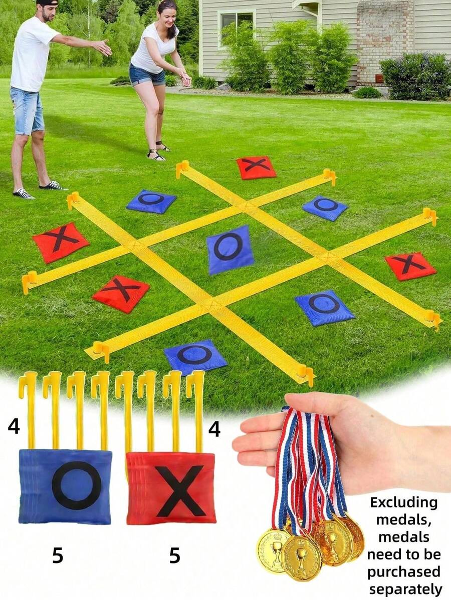 Extra Large Outdoor Tic Tac Toe Game, Suitable For Adults And Families, Portable Bean Bag Toss Game Set, Includes 10 Toss Bags, Large Lawn Backyard Carnival Picnic Party Game, Easy To Carry, Suitable For Beach, Camping, Tailgate Party - Multicolor - View 1