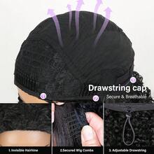 26 Inch Kinky Curly Half Wig, 3-In-1 Upgrade Synthetic Half Wig With Drawstring, 210% Density Seamless Clip-In & Flip-Over Headband Wig For Women, Wear And Go Beginner Friendly, Natural Black - Multicolor - View 8