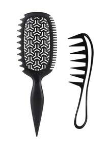 2pcs Curly Hair Comb Set, Ventilated Styling Comb With Flexible Teeth, Side Comb And Pointed Tail Handle, Black Root Volumizing Comb, Suitable For Wavy, Curly, Fine And Thick Hair, Dry And Wet Use Styling Tool - Multicolor - View 14
