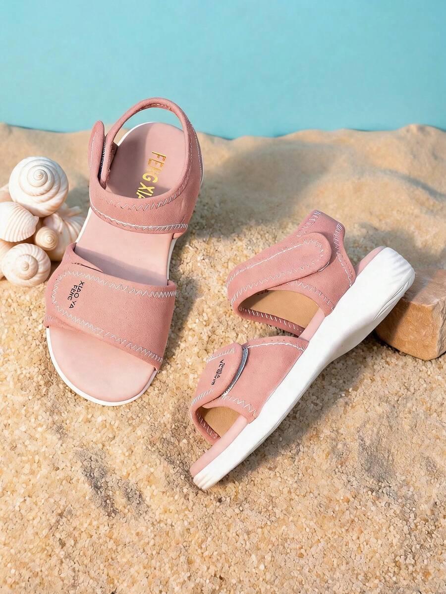 Girls' Open Toe Sandals Soft Sole Comfortable Footbed Adjustable Strap Casual Outdoor Beach Pink - Pink - View 1