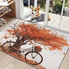1pc, Bicycle Maple Leaf Pattern Printed Diatomaceous Earth Kitchen Mat, Absorbent Kitchen Floor Mat, Kitchen Rug, Sink Front Mat, Suitable For Kitchen, Bathroom, Entryway, Hallway, Laundry Room And Home Decor - Multicolor - View 2