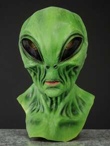 Full Head Green Alien Latex Mask, Realistic Extraterrestrial Cosplay Mask, Breathable Halloween Party Dress Up Prop, Funny Prank Gift Photography Booth Prop For Adults Men - Multiple Styles - View 9