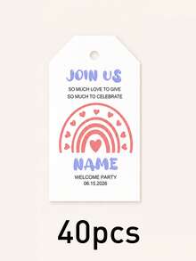Custom Rainbow Gift Tags, Personalized Name & Date Favor Labels, Cute Party Decoration, Customized Text Greeting Cards, Customizable Wedding Birthday Gift Tags, Bridal Shower And Anniversary Keepsake, Holiday Gift Wrapping Decor - Style B - View 12
