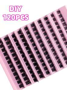 120pcs Mink Eyelashes, 8-16mm D Curl, 0.07mm Mixed, Waterproof, DIY Lightweight False Eyelashes, Create Natural To Dramatic Effect, Suitable For Daily Use And Various Occasions. False Eyelash Set, Single False Eyelash, False Eyelash. - D - View 4