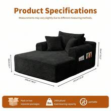 YQzyphyna 40.5'' Boneless Cloud Sofa Bed – Deep Seat Cushion No Assembly Required, Modern Fluffy Loveseat Couch For Living Room & Bedroom,For Small Spaces, Apartment, Movie Night - 黑色 - 查看 2