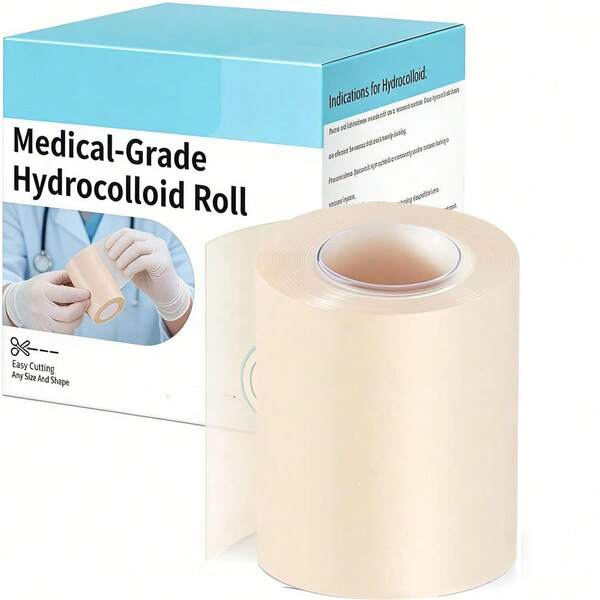 1 Roll Hydrocolloid Scar Cover Patch, Large Size Hydrocolloid Patch, Self-Adhesive, Super Absorbent, Flexible And Waterproof, DIY Size, 5cm*100cm