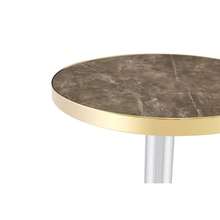 Modern Round Side Table With A Gold Stainless Steel Frame, Marble-Effect Top For Living Room, Luxury Side Table With A Sturdy Base. - 灰色 + 中密度纖維板 - 查看 10