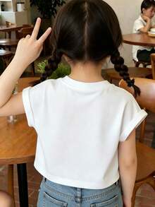 Charming Girls' Lemon Print T-Shirt With Pink Vertical Stripes And 'La Dolce Vita' Amalfi Coast Script - White - View 6