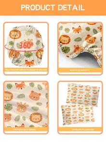 2/3PCS Cartoon Forest Animal Fitted Sheet Set Soft Breathable Bedding For All Seasons Twin/Full/Queen 100% Polyester Machine Washable - Multicolor - View 6