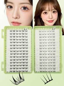 1 Box 2 Styles 180 Clusters Large Capacity Deer Lash Book 2.0 False Eyelashes Comfortable Natural Look Daily Holiday Atmosphere Self-Adhesive Beginner-Friendly - C - View 2