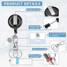 1pc/6pcs Retractable Badge Holder - Lanyard Pen Clip, Nurse ID Holder, Office And Hospital Accessories - A - View 3
