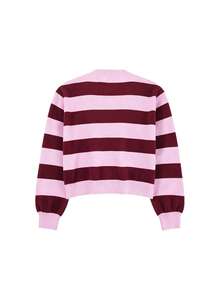 Áo cardigan len nữ cổ chữ V kẻ sọc hồng nâu, tay dài, chi tiết dệt gân, kèm khăn quàng, co giãn vừa, kiểu chui đầu - Nâu hồng - Xem 8