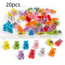 10pcs/20pcs/40pcs Cute Bear Push Pins, Creative Cartoon Resin Map Tacks For Cork Board, Photo Wall Decoration Pins, Assorted Colors - Mixed Color Bear Push Pins - View 11
