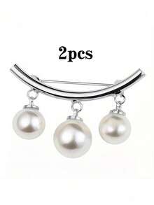 4/2pcs Pearl Waist Cincher Brooch, Gold And Silver Non-Slip Waist Clip For Dress, Shirt, Pants - Multicolor - View 6