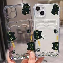 Süße schwarze Katze transparente Handyhülle für iPhone 17 16 15 14 Pro Max 13 12 11 XS X 7 8 Plus 16e 17e Geldbörse Kartenhalter Tasche Abdeckung - 2 - Übersicht 4