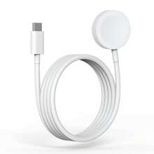 Cable de carga magnética Type-C para smartwatch, enchufe y uso, almohadilla de carga magnética inalámbrica, cable de carga portátil compatible con Apple Watch Series Ultra/Ultra2/9/8/7/SE/6/5/4/3/2/1, cable de carga de alta eficiencia - Blanco - Ver 8