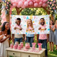 3-Piece Baby Baptism/Gender Reveal Party Decor Set: Includes Game Banner And Blindfold (Suitable For Boy/Girl Parties, Guest Interactive Games, Photo Props And Wedding Parties) - Multicolor - View 6