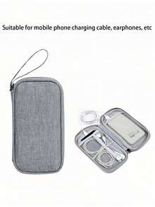 1pc Travel Tech Organizer Bag With Digital Cable Mesh Compartment, Waterproof Double Layer Portable Electronic Device Storage Bag With Mesh Pockets And Zippered Divider, Durable Polyester Portable Cable Organizer Pouch For Storing Wires, Cables, Phones, Earphones, Adapters, Power Banks, Chargers And Small Items - Multicolor - View 10