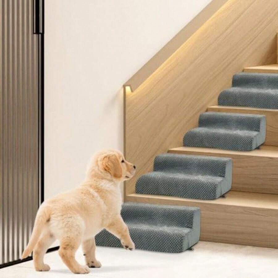 Dog Ramp For Stair, High Density Foam Dog Ramp For Stair, Non-Slip Pet Steps With Low Angled For Dog Paws For Any Staircase Pet Ramp For Small Dogs Senior Pets Injured Dogs Gray, 4 Pack - Gray - View 1