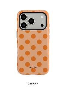 GIIPPA 1件裝清新橘色波點滿版印花設計手機殼，適用於 Phone 17 Pro Max，相容 Phone 16 Pro Max、15 Pro Max、14 Pro Max，韓系高端時尚趣味手機殼，相容 11/12/13/14/15/16 Pro Max Plus，優雅設計男女皆宜，適合送給女友的聖誕節、情人節、復活節、婚禮季與生日完美禮物 - 橘色 - 查看 1
