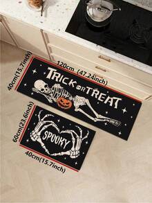 1/2pcs Halloween Kitchen Decor Rug, Skeleton Pumpkin Kitchen Rug And Mat, Non-Slip Washable Absorbent Kitchen Accessory Decorative Floor Mat - Multicolor - View 15