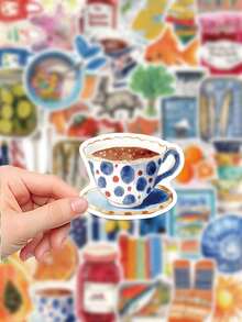 50PCS, Retro Art Graffiti Mobile Phone Stickers, PVC Material, Creative And Aesthetic Design Sticker, Suitable For Mobile Phone Cases, Tablets, Laptops, Suitcases, Cars, Notebooks, Handwritten Diaries, Scrapbook Supplies - 50pcs - View 8