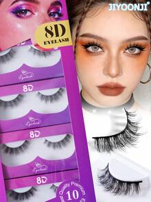 10 Pairs False Eyelashes, Natural, Fluffy, 6-16mm Length, Soft And Comfortable, Suitable For Daily Use, Portable Packaging - Black - View 1