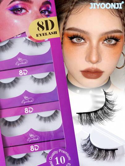 10 Pairs False Eyelashes, Natural, Fluffy, 6-16mm Length, Soft And Comfortable, Suitable For Daily Use, Portable Packaging