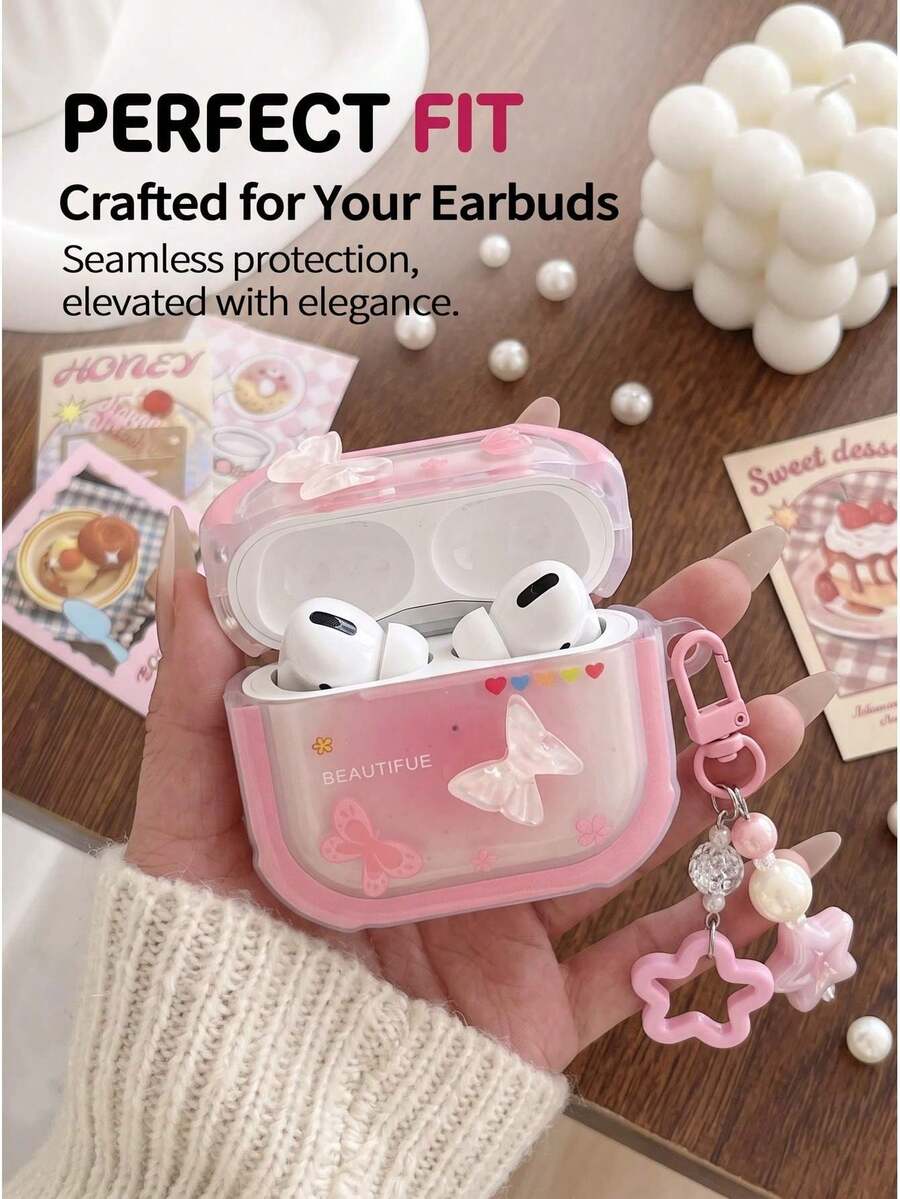 REMAX Earbud Bluetooth nirkabel sejati, Bluetooth 5.3, dengan casing pelindung kupu-kupu 3D merah muda yang menggemaskan | Pengisian daya cepat Type-C | Latensi sangat rendah 0,038 detik dalam mode game | Desain in-ear yang nyaman, kontrol sentuh, kompatibilitas multi-perangkat - View 1