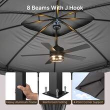 Bealife 10 X 12 FT Double Roof Patio Gazebo, Waterproof Outdoor Canopy Gazebo With Aluminum Frame, Mosquito Mesh Netting & Privacy Curtains, 8 Beams With Hooks For Backyard Garden Deck - Grey - View 7