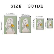 1pc Funny White Duck Wearing Head Towel Wall Art Canvas Poster Prints Oil Painting Artwork Picture Giclee Print Cute Animal Bathroom Restroom Bedroom Green Background Home Decoration Decors Unframed/Framed/Wooden Hanging - Pattern - View 8