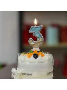 1 pièce Bougie pailletée chiffre 0-9, Bougie de décoration de gâteau d'anniversaire étoile de mer de plage d'été, Décoration de gâteau de fête thème océan - Multicolore - Voir 2