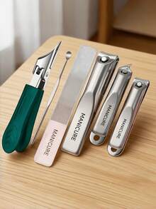 Set Gunting Kuku Kaki Stainless Steel 5 Buah, Pemotong Kuku Pisau Melengkung dengan Bukaan Lebar, Alat Perawatan Kaki Portabel, Aksesoris Pemangkasan Kuku Harian, Hadiah untuk Teman Kembali ke Sekolah - set pemotong kuku - View 2