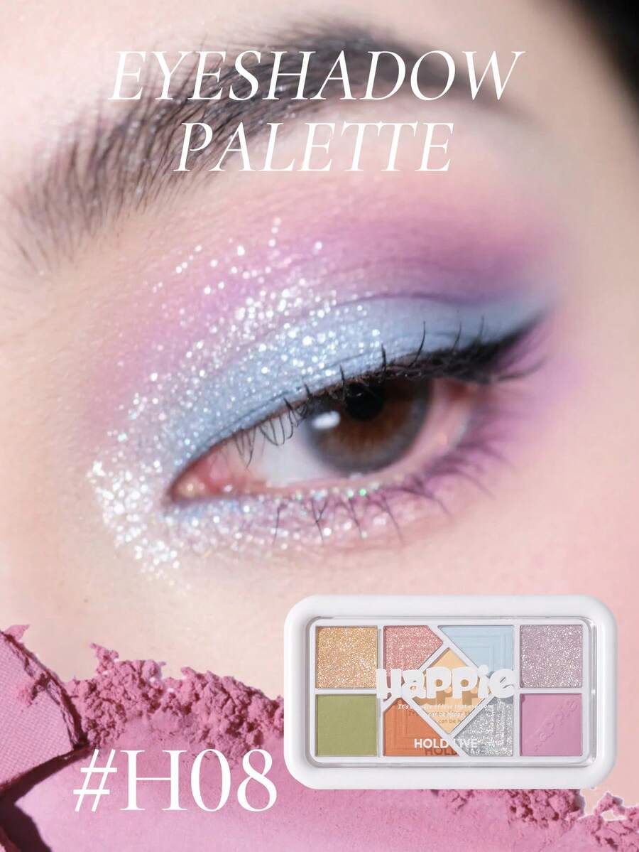 HOLD LIVE Pink Frame 9-Color Eyeshadow Palette H08 High Brightness Oxygen-Feel Colorful - H08 Dopamine Colors - View 1