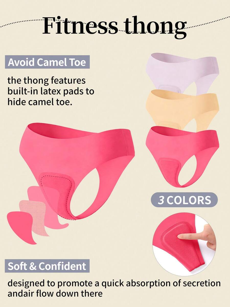 MLeyhoice 3pcs/Pack Women's Seamless Solid Color Panties, Mixed Colors, Anti-Exposure Medium Coverage, Suitable For Yoga And Daily Wear, Comfortable