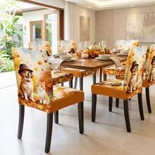 1/2/4/6/20 Stücke, Esszimmer Stuhlbezüge, Herbstliche gefallene Blätter Katzen & Hunde Muster Esszimmer Stuhlbezüge, Heim Restaurant Atmosphäre dekorative Bezüge, Esszimmer, Raum Stuhl Dekoration & Schutzbezüge, abnehmbare & waschbare Esszimmer Stuhlbezüge, Feiertagsgeschenke, Heimgeschenke - Verschiedenfarbig - Übersicht 6