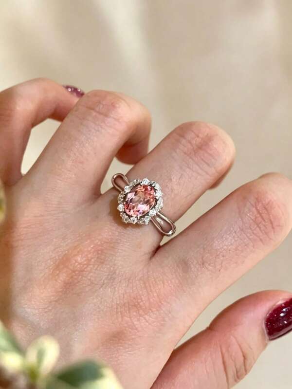 1pc Elegant & Sophisticated Ring Jewelry, Fresh & Unique Sparkling Zirconia Versatile Ring