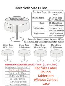 HXARTMIS 1pc Black Contrast Lace Trim Round Tablecloth, Pure White Dining Table Coffee Table Universal Table Cover, Home, Wedding, Party Decoration - White - View 2